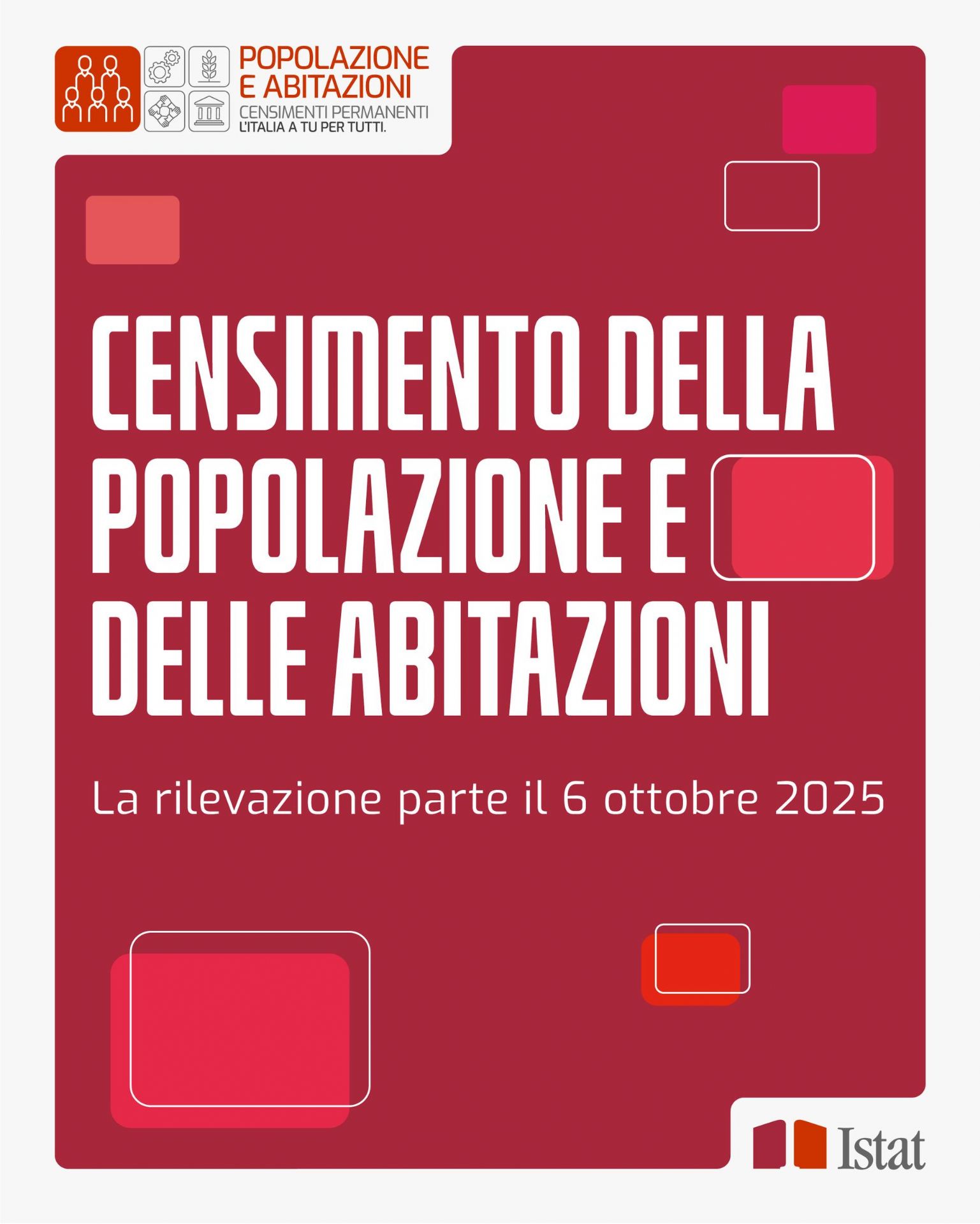 Censimento della popolazione e delle abitazioni - La rilevazione parte il 6 ottobre 2025